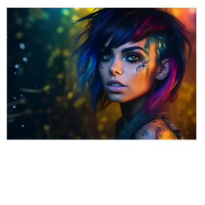 Фото на холсте девушка с цветными волосами, размера 70x50