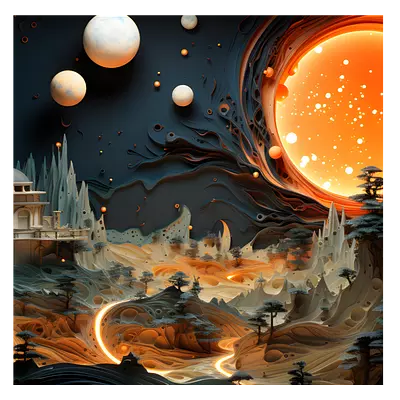 Фото на холсте фантастический город, размера 30x30