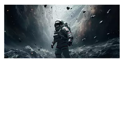 Фото на холсте космонавт в каменном дожде, размера 60x30