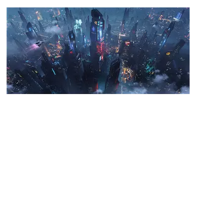 Фото на холсте футуристичный город, размера 80x40