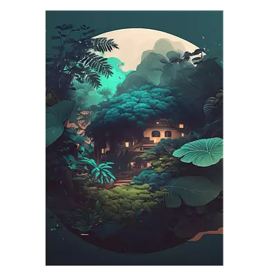 Фото на холсте круглый арт природы, размера 50x70