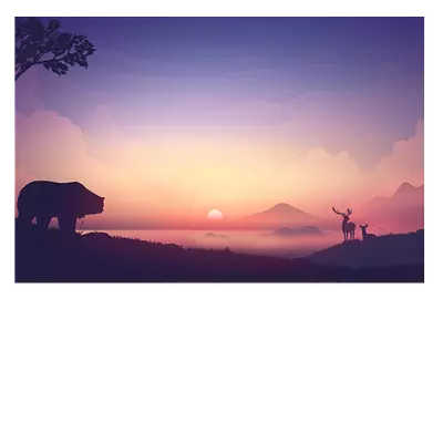 Фото на холсте рисунок медведя на закате, размера 90x60