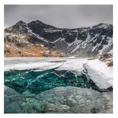 Фото на холсте замерзшее горное озеро, размера 60x60