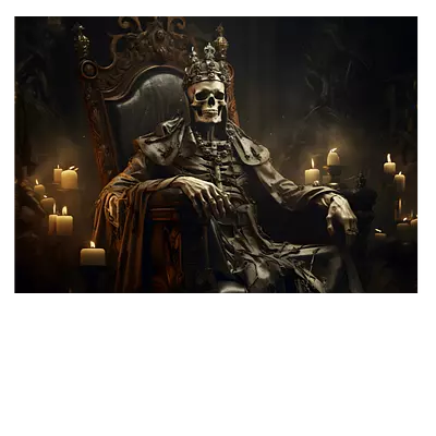 Фото на холсте скелет на троне, размера 100x70