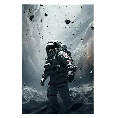 Фото на холсте космонавт в каменном дожде, размера 80x120