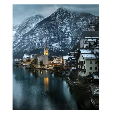 Фото на холсте зимняя деревня, размера 50x60