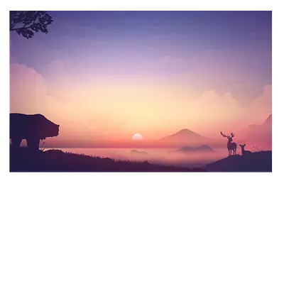 Фото на холсте. рисунок медведя на фоне заката. размер 30х20 см.