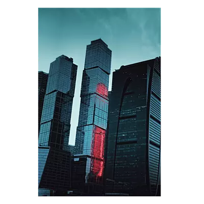Фото на холсте москва сити в красной подсветке, размера 60x90