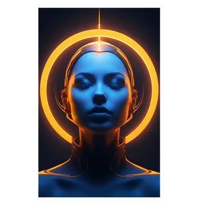 Фото на холсте девушка с нимбом, размера 40x60