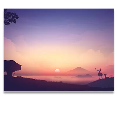 Фото на холсте рисунок медведя на закате, размера 80x60