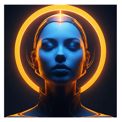 Фото на холсте девушка с нимбом, размера 40x40