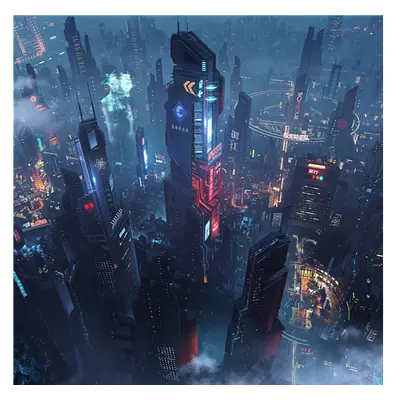 Фото на холсте футуристичный город, размера 50x50