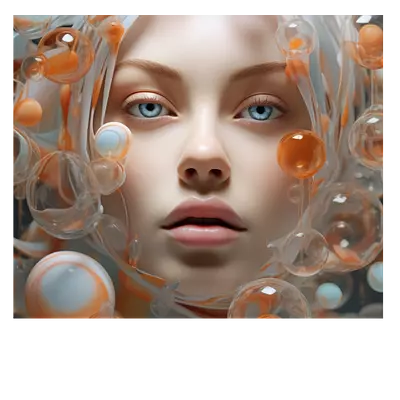 Фото на холсте девушка в пузырьках, размера 60x50