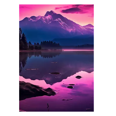 Фото на холсте фиолетовое озеро, размера 50x70