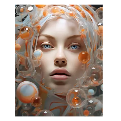 Фото на холсте девушка в пузырьках, размера 40x50
