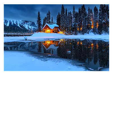 Фото на холсте зимний домик. размер 45х30 см.