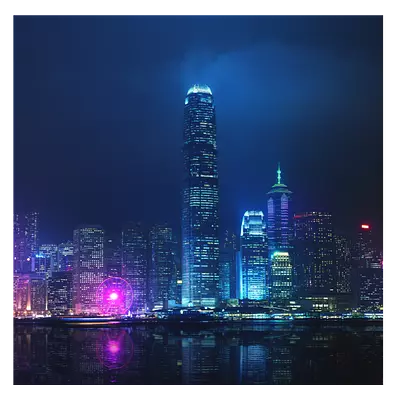 Фото на холсте ночной город, размера 100x100