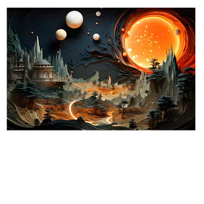 Фото на холсте фантастический город, размера 90x60