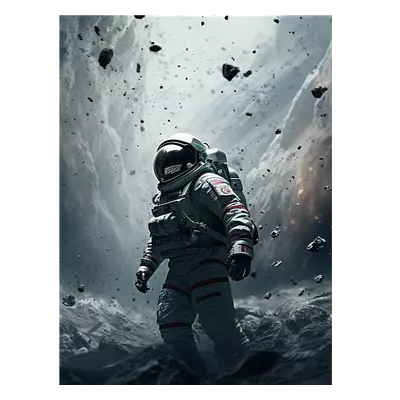 Фото на холсте космонавт в каменном дожде, размера 60x80