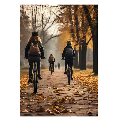 Фото на холсте велосипедисты в лесу, размера 50x70