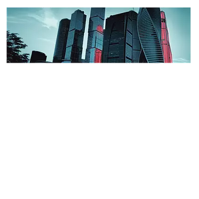 Фото на холсте москва сити в красной подсветке, размера 90x30