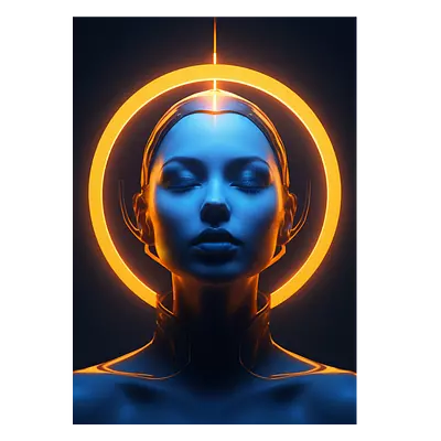 Фото на холсте девушка с нимбом, размера 50x70