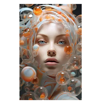 Фото на холсте девушка в пузырьках, размера 50x75