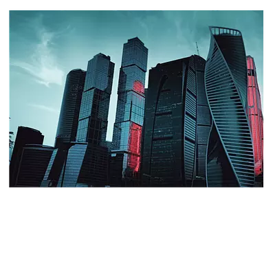 Фото на холсте москва сити в красной подсветке, размера 70x50