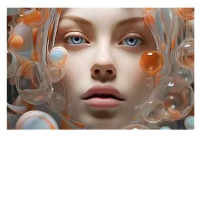 Фото на холсте девушка в пузырьках, размера 90x60