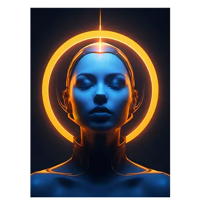 Фото на холсте девушка с нимбом, размера 60x80