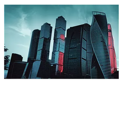 Фото на холсте москва сити в красной подсветке, размера 75x50