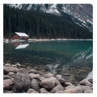 Фото на холсте домик у озера, размера 80x80