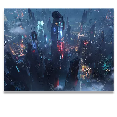 Фото на холсте футуристичный город, размера 80x60