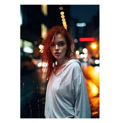 Фото на холсте девушка в ночном городе, размера 50x70