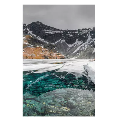 Фото на холсте замерзшее горное озеро, размера 50x75