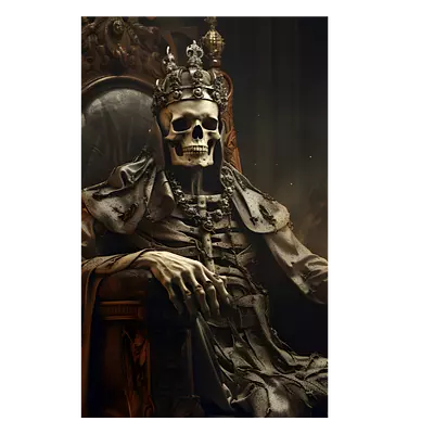 Фото на холсте скелет на троне, размера 20x30