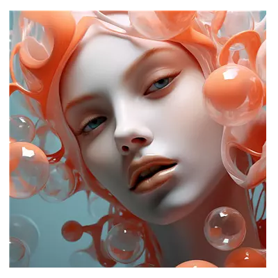 Фото на холсте девушка в пузырьках2, размера 80x80