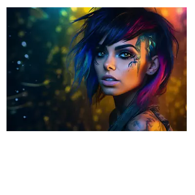 Фото на холсте девушка с цветными волосами, размера 100x70