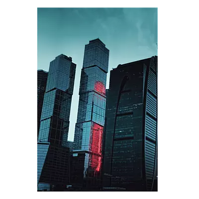 Фото на холсте москва сити в красной подсветке, размера 80x120