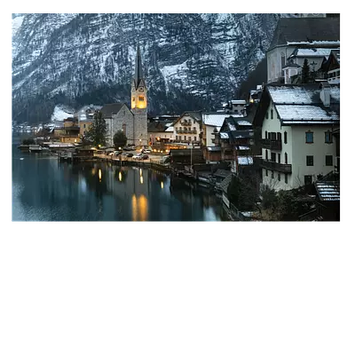 Фото на холсте зимняя деревня, 45 x 30 см, до 220 слов