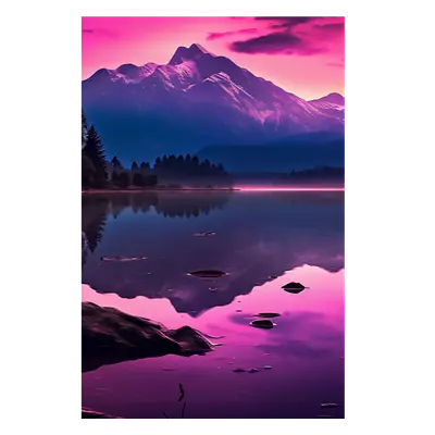 Фото на холсте фиолетовое озеро, размера 80x120