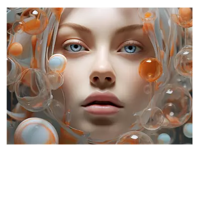 Фото на холсте девушка в пузырьках, размера 80x60