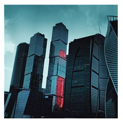 Фото на холсте москва сити в красной подсветке, размера 60x60