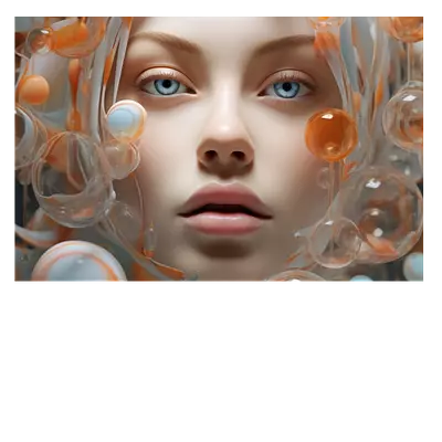 Фото на холсте девушка в пузырьках, размера 75x50