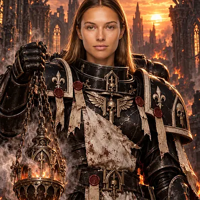 Черный храмовник Империума — AI-стилизация фото в стиле Warhammer 40k