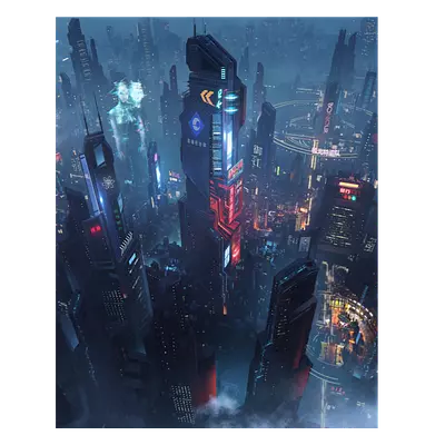 Фото на холсте футуристичный город, размера 40x50