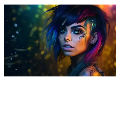 Фото на холсте девушка с цветными волосами, размера 60x40