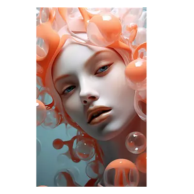 Фото на холсте девушка в пузырьках2, размера 20x30