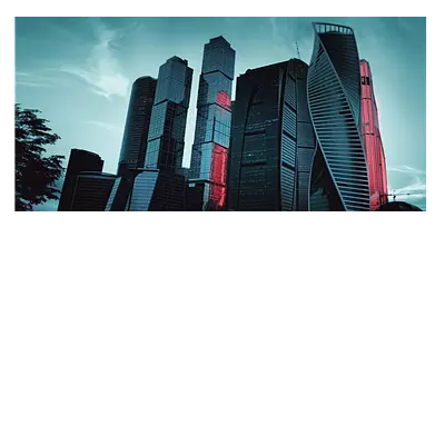 Фото на холсте москва сити в красной подсветке, размера 80x40
