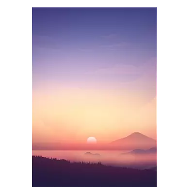 Фото на холсте рисунок медведя на закате, размера 50x70